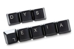 the word dyslexia spelled out in computer keypads