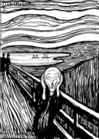 the scream animated gif in black and white